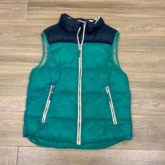 H&M Kids Unisex Green And Blue Solid Zipper Puffer Vest Size 12-13Y - Picture 1 of 5